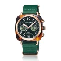 CAGARNY 6883 Fashion waterdichte polychromatische metalen shell quartz horloge met canvas armband