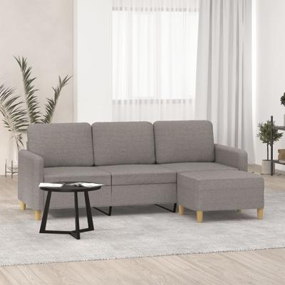 Driezitsbank met voetenbank 180 cm stof taupe
