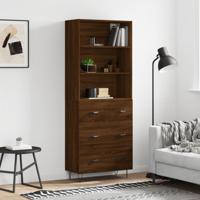 Hoge kast 69,5x34x180 cm bewerkt hout bruin eikenkleur