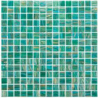 Mozaïek Amsterdam Goud 32.2x32.2 cm Glas Met Goud Ader En Turquoise The Mosaic Factory