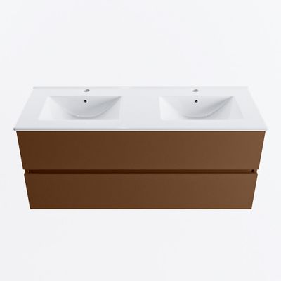MONDIAZ VICA 120cm badmeubel onderkast Rust 2 lades. Wastafel DENIA dubbel 2 kraangaten, kleur Glanzend Wit.