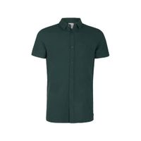 Refill by Shoeby regular fit tricot overhemd Danny donkergroen - thumbnail