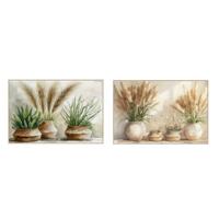 Schilderij Home ESPRIT Groen Beige Bloempot Cottage 123 x 4,5 x 83 cm (2 Stuks)