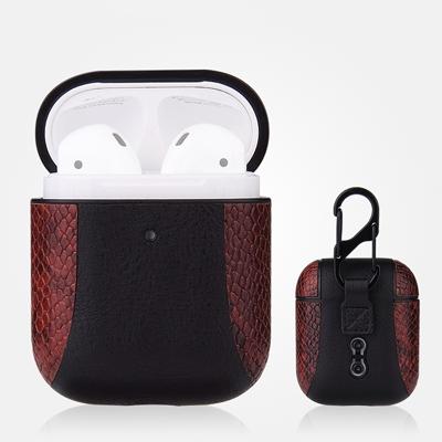 Kleur-matching flip-over lederen koptelefoon schokbestendige beschermende case voor Apple AirPods 1/2 (koffie)
