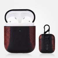 Kleur-matching flip-over lederen koptelefoon schokbestendige beschermende case voor Apple AirPods 1/2 (koffie)