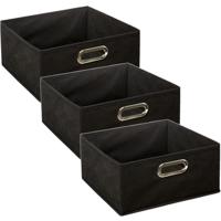 Opbergmand/kastmand - Set van 3x stuks - zwart - linnen - 14 liter - 31 x 31 x 15 cm - Opbergbox - V
