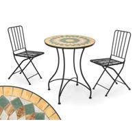 Tafel met 2 stoelen Ibergarden JF241200 Mosaico-Forja Zwart Oker 100 x 30 x 65 cm