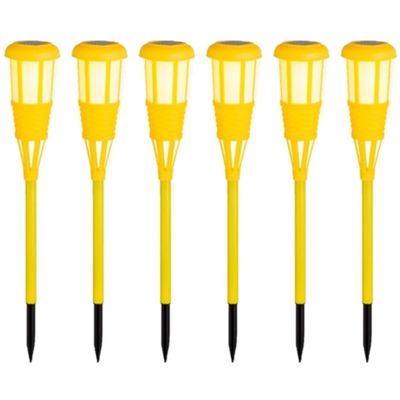 6x stuks solar tuinfakkel/tuinlamp geel op zonne-energie 61 cm