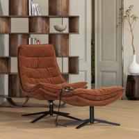 WOOOD Draaifauteuil 'Kube' Met hocker, kleur Bruin