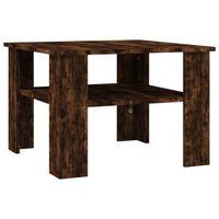 The Living Store Salontafel - Gerookt Eiken - 60 x 60 x 42 cm - Bewerkt Hout - thumbnail