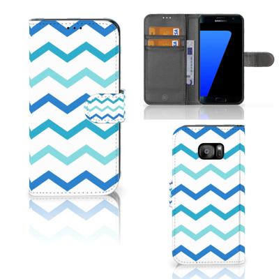 Samsung Galaxy S7 Edge | Telefoon Hoesje | Zigzag Blauw