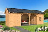 Lariks/Douglas Overkapping Hamar L type 12 blank 903x395 cm- Zadeldak- Onbehandeld lariks Douglas hout- Tuindeco