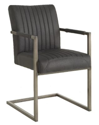 Industriële eetkamerstoel Ferro met leuning antraciet