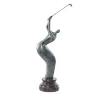 A MODERNIST BRONZE SCULPTURE OF A GOLFER