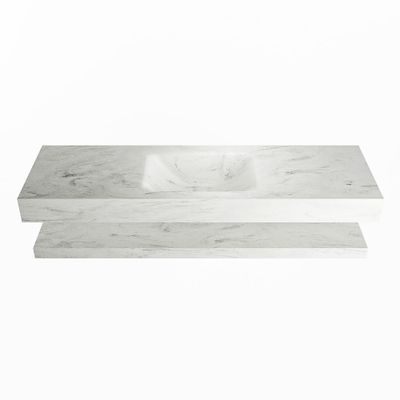 MONDIAZ ALAN-DLUX 150cm planchet Opalo. Vrijhangende wastafel CLOUD midden 1 kraangat, kleur Opalo.