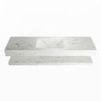 MONDIAZ ALAN-DLUX 150cm planchet Opalo. Vrijhangende wastafel CLOUD midden 1 kraangat, kleur Opalo.