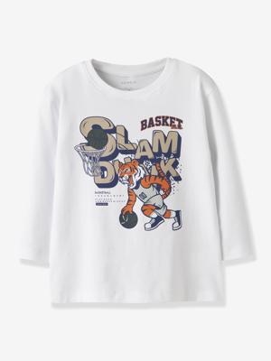 T-shirt met lange mouwen NMMLINCOM NAME IT, boxy pasvorm wit