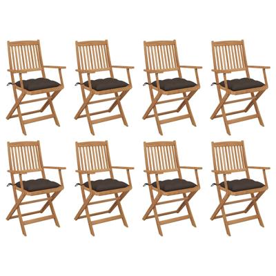 Tuinstoelen 8 st inklapbaar met kussens massief acaciahout