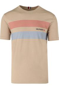 Tommy Hilfiger Regular Fit T-Shirt ronde hals kaki, Horizontale strepen