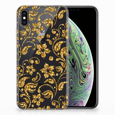 Apple iPhone Xs Max | TPU Case | Gouden Bloemen Apple iPhone Xs Max | TPU Case | Gouden Bloemen