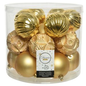 40x stuks luxe kunststof kerstballen goud mix 8 cm