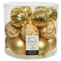 40x stuks luxe kunststof kerstballen goud mix 8 cm - thumbnail