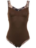 Amir Slama panelled swimsuit - Marron - thumbnail