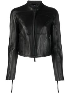 DSQUARED2 veste en cuir à empiècements - Noir