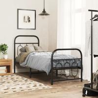 Bedframe met hoofd- en voeteneinde metaal zwart 75x190 cm