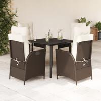5-delige Tuinset met kussens poly rattan bruin