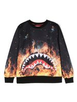 sprayground kid sweat Shark On Fire à logo imprimé - Noir