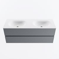 MONDIAZ VICA 130cm badmeubel onderkast Plata 2 lades. Wastafel MOON dubbel 2 kraangaten, kleur Talc.