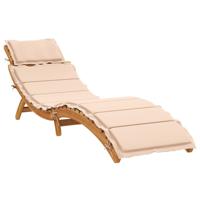 Ligbed met kussen massief acaciahout beige - thumbnail