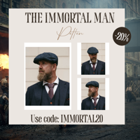 Arran Pet | Harris Tweed | 8-panelen | Blauw/zwart | Peaky Blinders