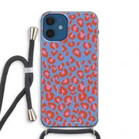 Leopard blue: iPhone 12 mini Transparant Hoesje met koord