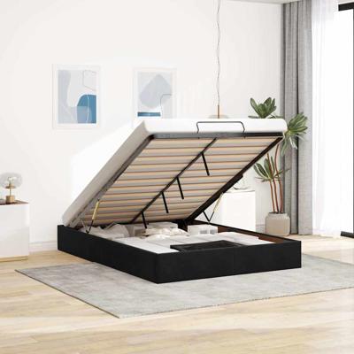 Ottoman bedframe zonder matras 140x200 cm fluweel zwart