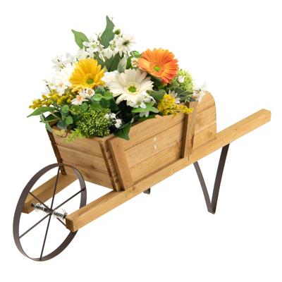 Plantenbak op Houten Kruiwagen Binnen en Buiten met 9 Magnetische Accessoires Rustieke Dennenhouten Bloemenkruiwagen voor Tuin Huis