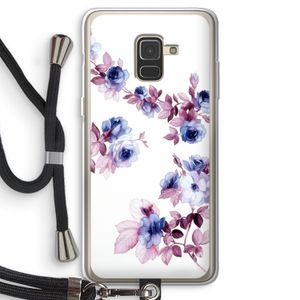 Waterverf bloemen: Samsung Galaxy A8 (2018) Transparant Hoesje met koord