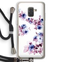 Waterverf bloemen: Samsung Galaxy A8 (2018) Transparant Hoesje met koord