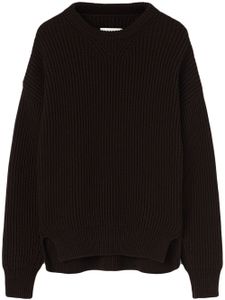 Jil Sander pull en maille nervurée à col rond - Marron