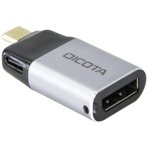 Dicota D32046 USB-C / DisplayPort Adapter [1x USB-C stekker - 1x DisplayPort bus] Zilver 8K UHD, Met laadbus