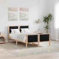 Bedframe met hoofdeinde Zwart 120 x 200 cm Stof