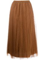 RED Valentino jupe plissée Point d'Esprit - Marron