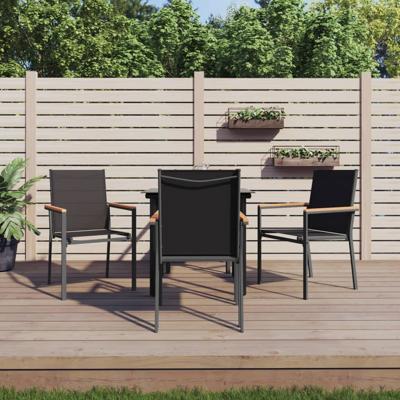 5-delige Tuinset textileen en staal zwart