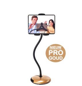 Tablet houder + Telefoonhouder PRO (2 in 1) met voet & 55 cm hals - Goud