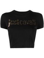 Just Cavalli t-shirt crop à logo imprimé - Noir - thumbnail