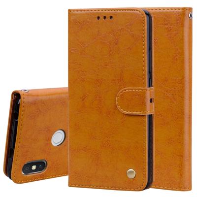 Business stijl olie Wax textuur horizontale Flip lederen case voor Xiaomi Redmi S2 met houder & kaartsleuven & portemonnee (bruin)