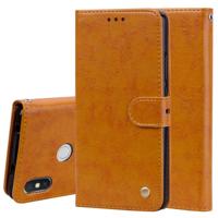 Business stijl olie Wax textuur horizontale Flip lederen case voor Xiaomi Redmi S2 met houder & kaartsleuven & portemonnee (bruin)