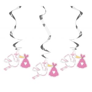 Folat geboorte meisje versieringen - 9x stuks - 60 cm - hangdecoraties - feestartikelen