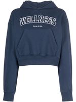 Sporty & Rich logo-print cropped cotton hoodie - Bleu